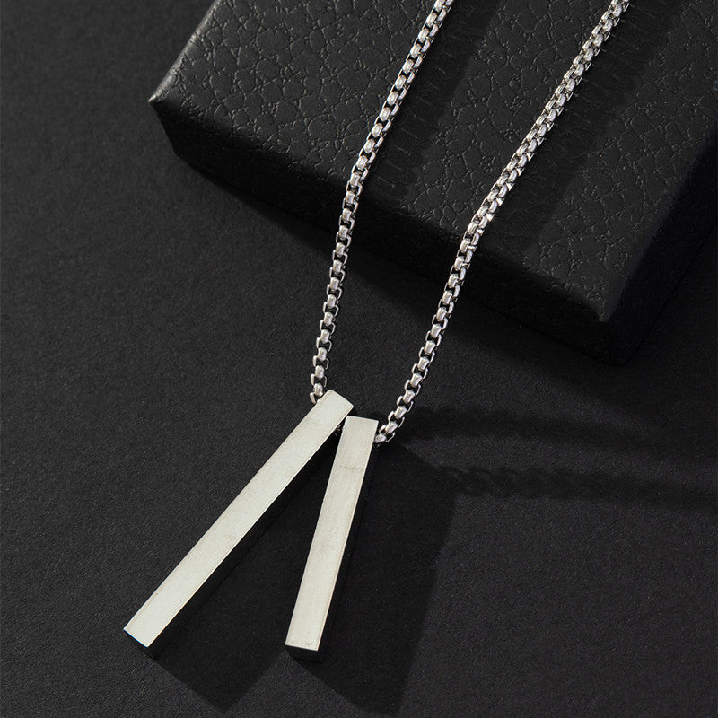 ダブルスティック シルバーチャームネックレス