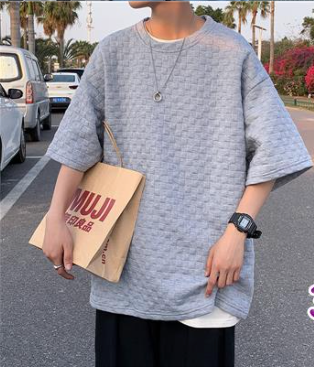 ワッフルオーバーサイズTシャツ