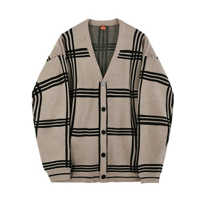 ユニセックス　チェック柄オーバーサイズカーディガン