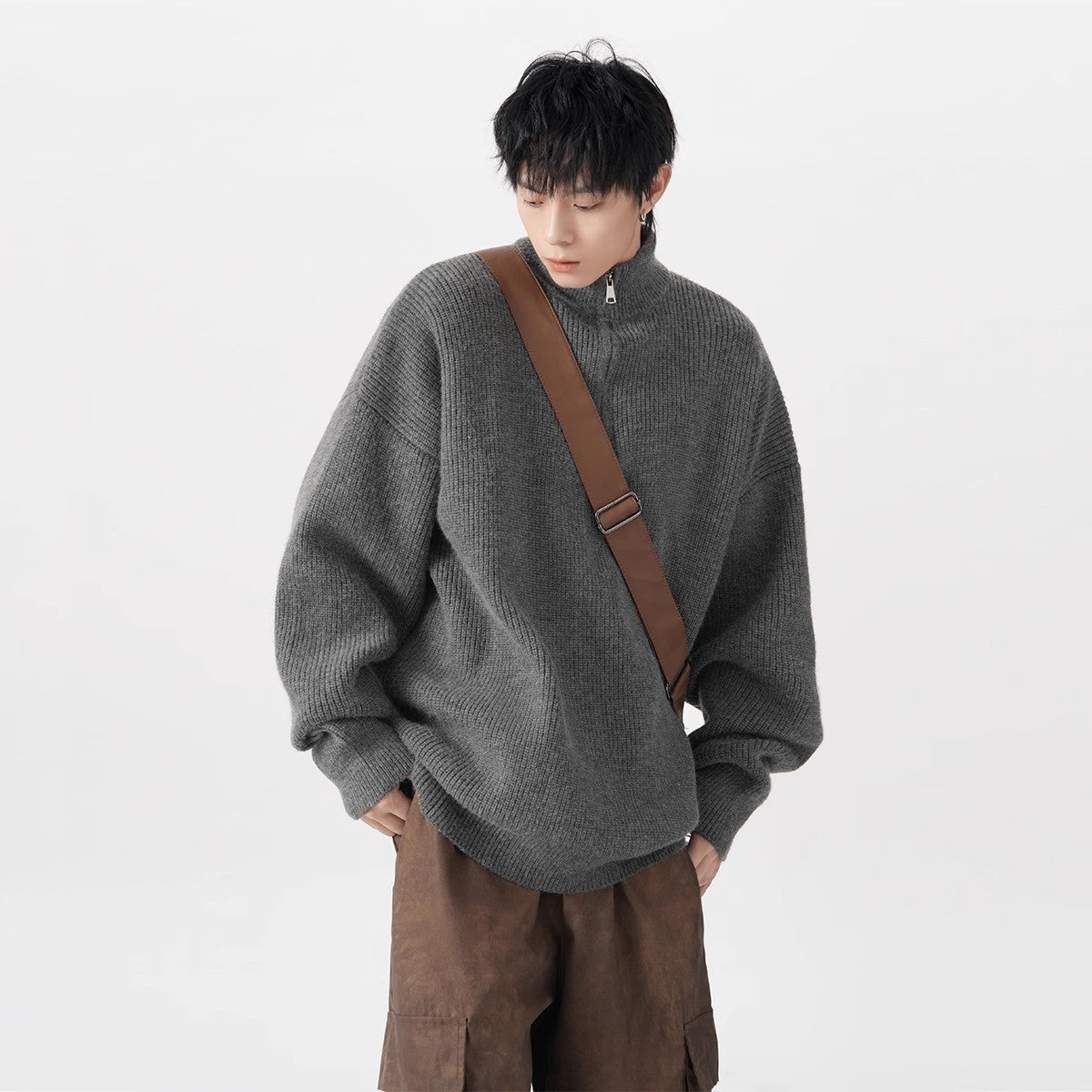 ジップアップオーバーサイズセーター