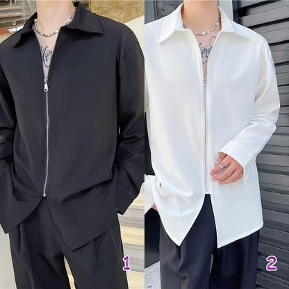 モードスタイルジップアップシャツ